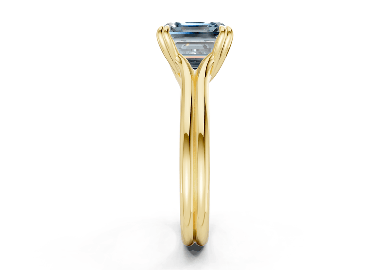 Audrey Blue Diamond Solitaire Asscher Cut 3.1mm Engagement Ring - Ring Premier