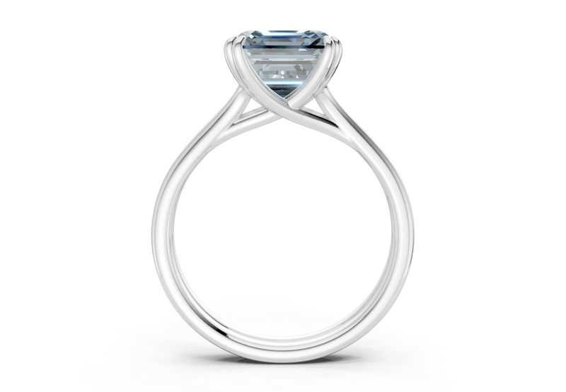 Audrey Blue Diamond Solitaire Asscher Cut 3.1mm Engagement Ring - Ring Premier