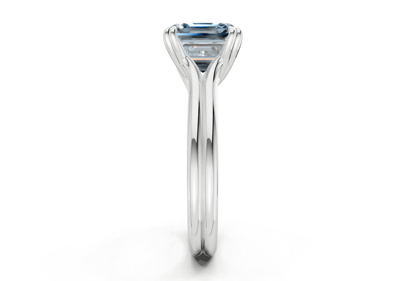 Audrey Blue Diamond Solitaire Asscher Cut 3.1mm Engagement Ring - Ring Premier