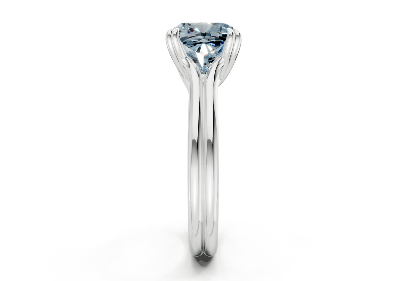 Audrey Blue Diamond Solitaire Cushion Squareuare Cut 3.1mm Engagement Ring