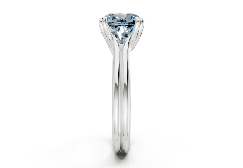 Audrey Blue Diamond Solitaire Cushion Squareuare Cut 3.1mm Engagement Ring - Ring Premier