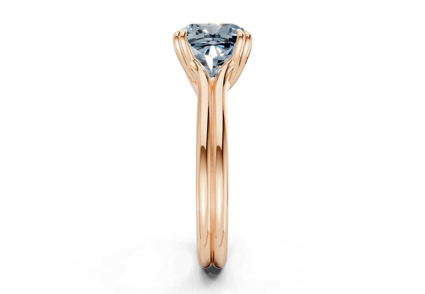 Audrey Blue Diamond Solitaire Cushion Squareuare Cut 3.1mm Engagement Ring