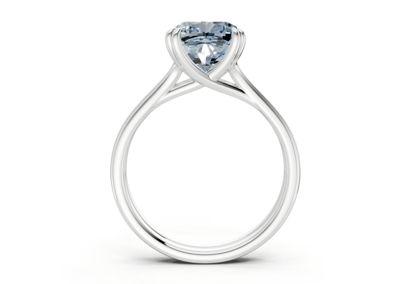 Audrey Blue Diamond Solitaire Cushion Squareuare Cut 3.1mm Engagement Ring