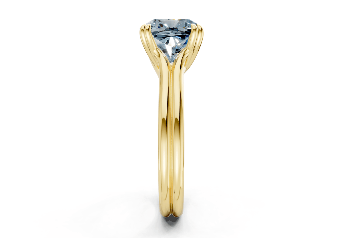 Audrey Blue Diamond Solitaire Cushion Squareuare Cut 3.1mm Engagement Ring
