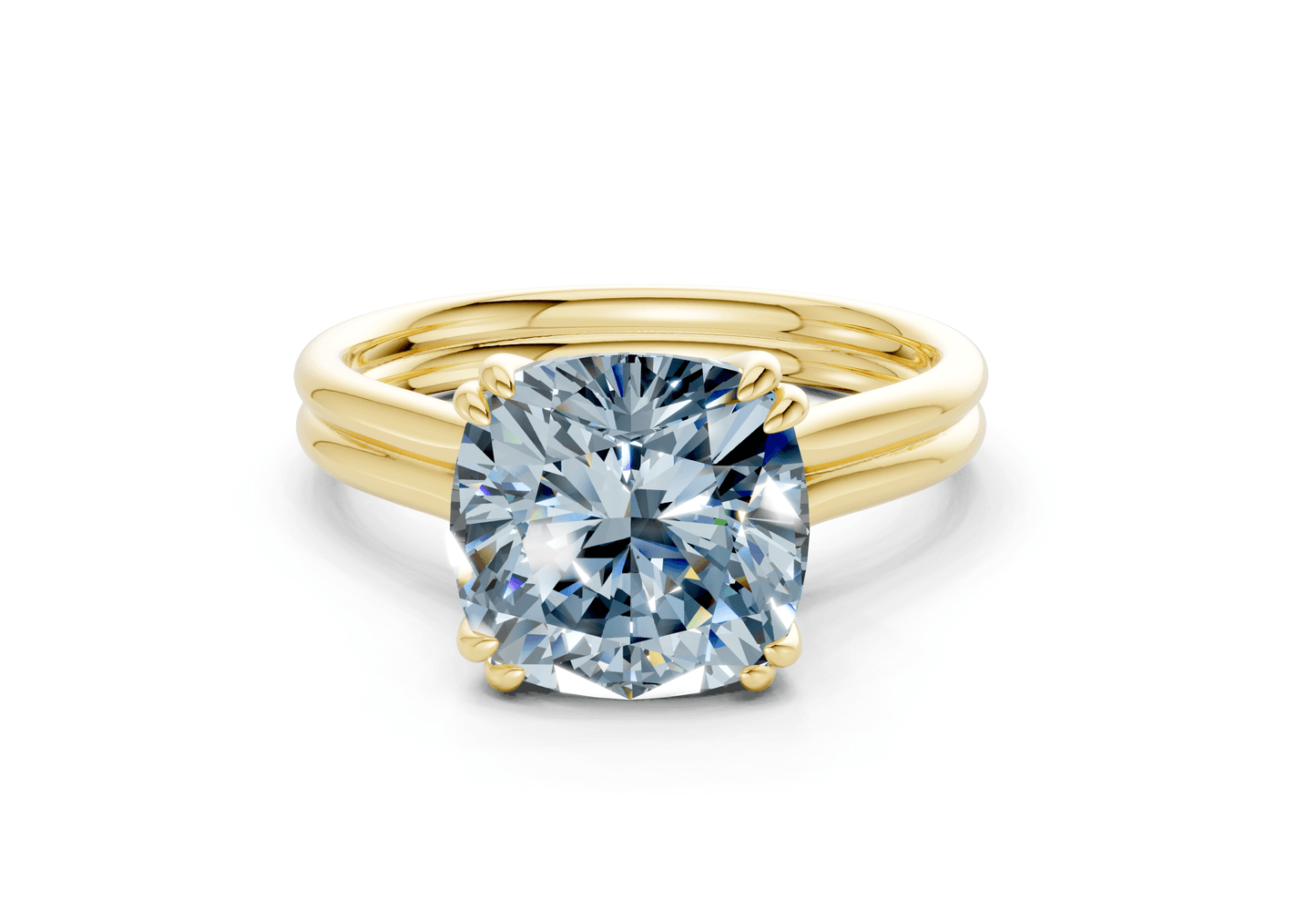 Audrey Blue Diamond Solitaire Cushion Squareuare Cut 3.1mm Engagement Ring - Ring Premier