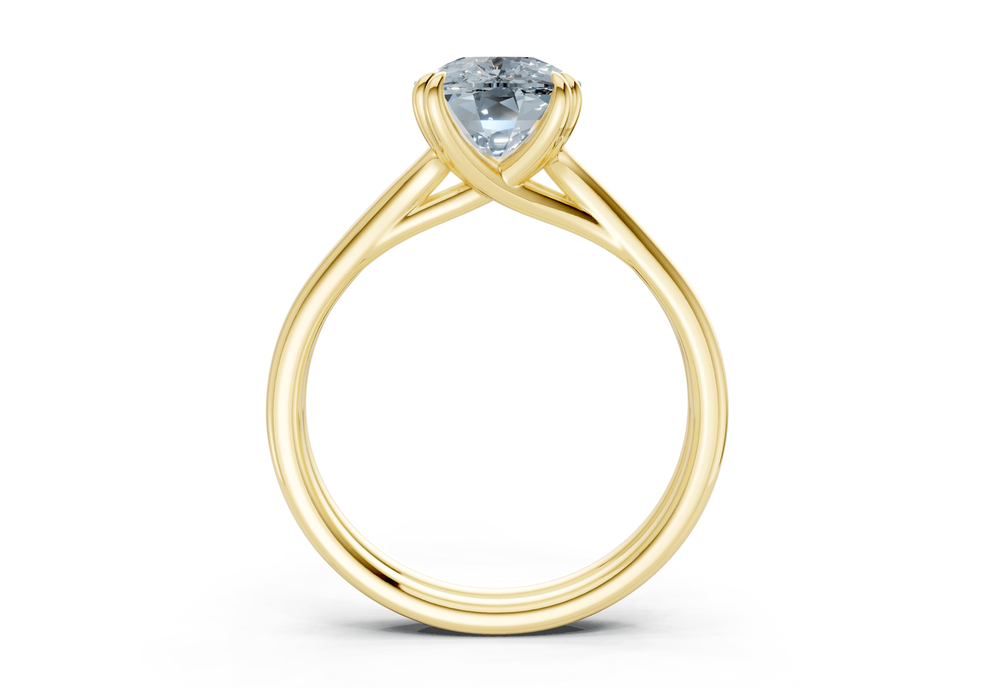 Audrey Blue Diamond Solitaire Elongated Cushion Cut 3.1mm Engagement Ring - Ring Premier