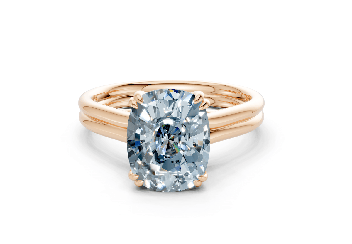 Audrey Blue Diamond Solitaire Elongated Cushion Cut 3.1mm Engagement Ring