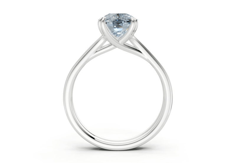 Audrey Blue Diamond Solitaire Elongated Cushion Cut 3.1mm Engagement Ring - Ring Premier
