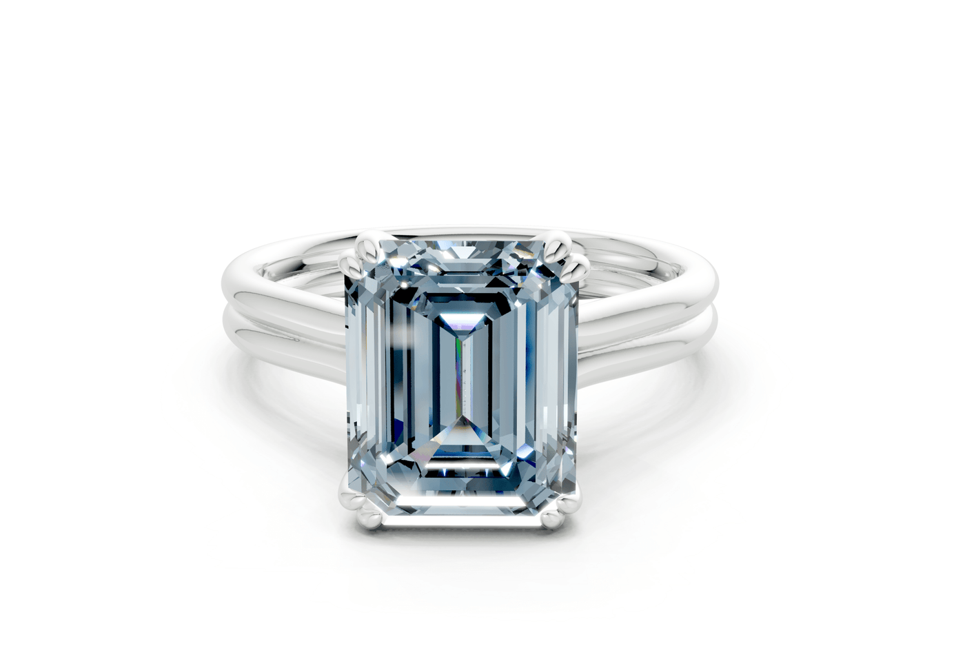 Audrey Blue Diamond Solitaire Emerald Cut 3.1mm Engagement Ring