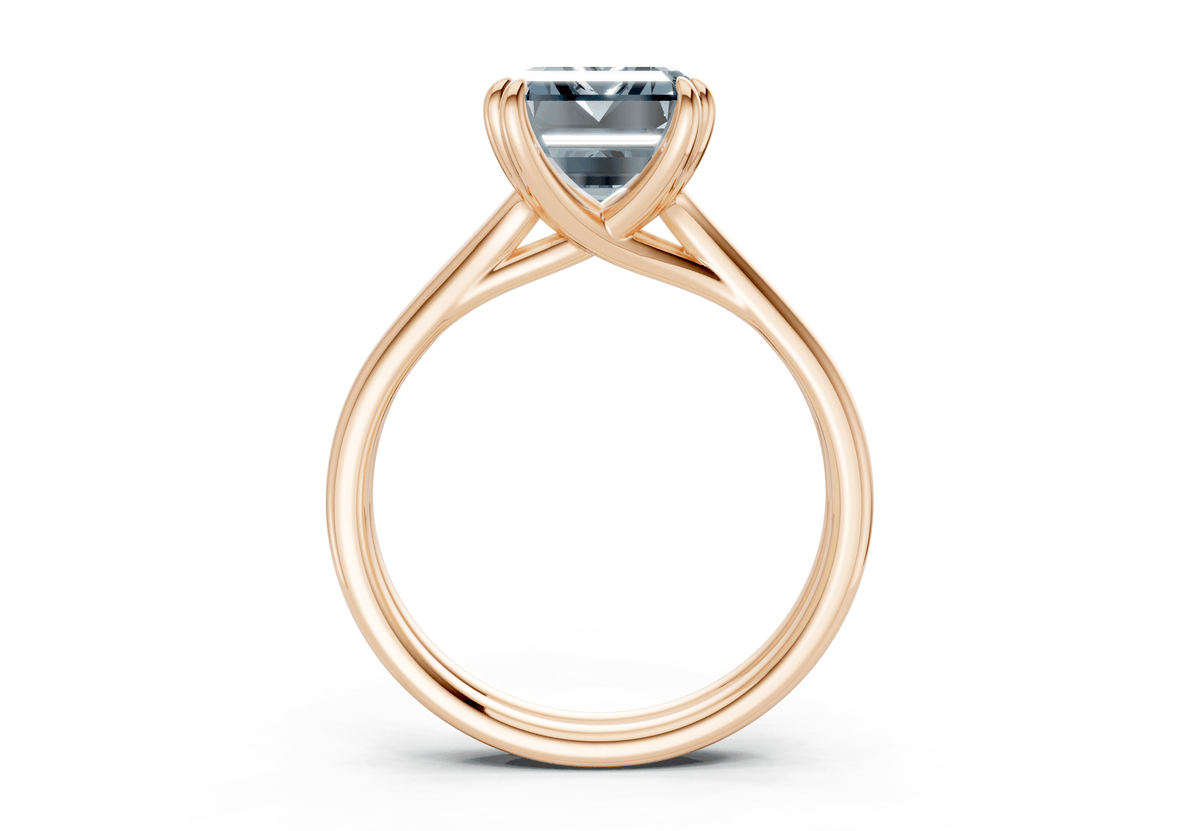 Audrey Blue Diamond Solitaire Emerald Cut 3.1mm Engagement Ring