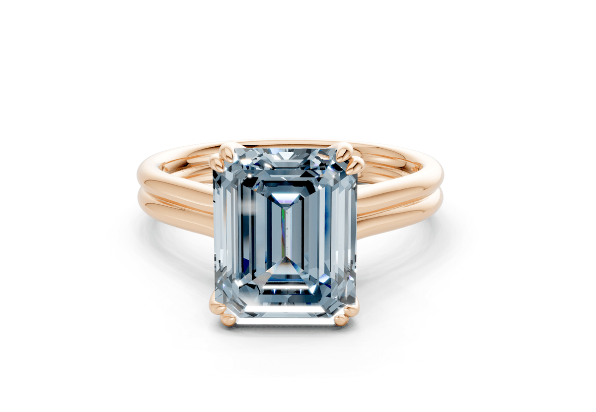 Audrey Blue Diamond Solitaire Emerald Cut 3.1mm Engagement Ring