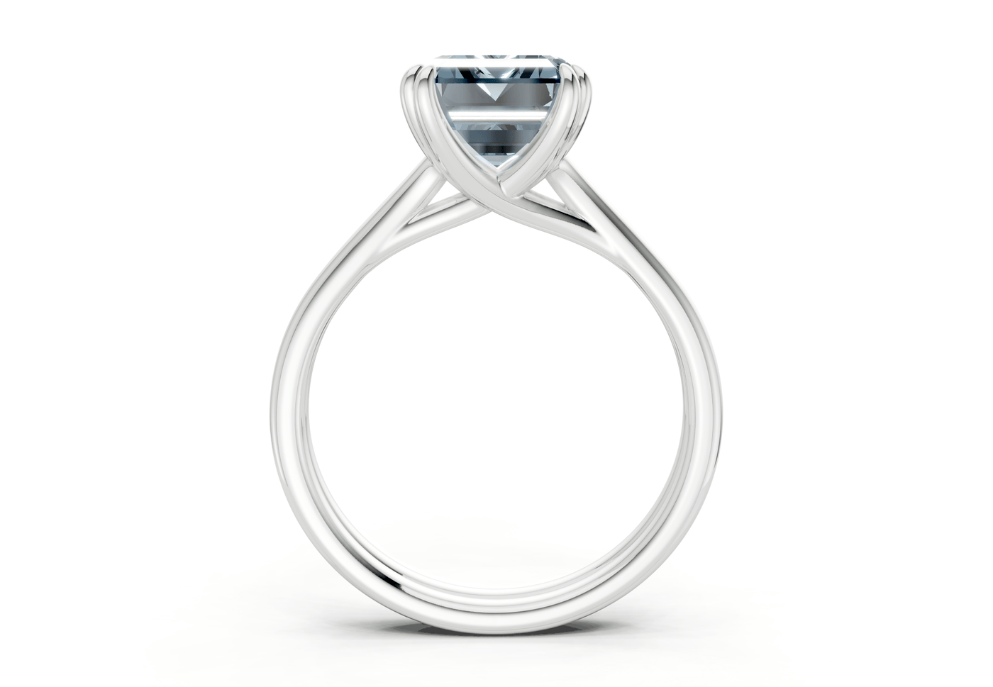 Audrey Blue Diamond Solitaire Emerald Cut 3.1mm Engagement Ring