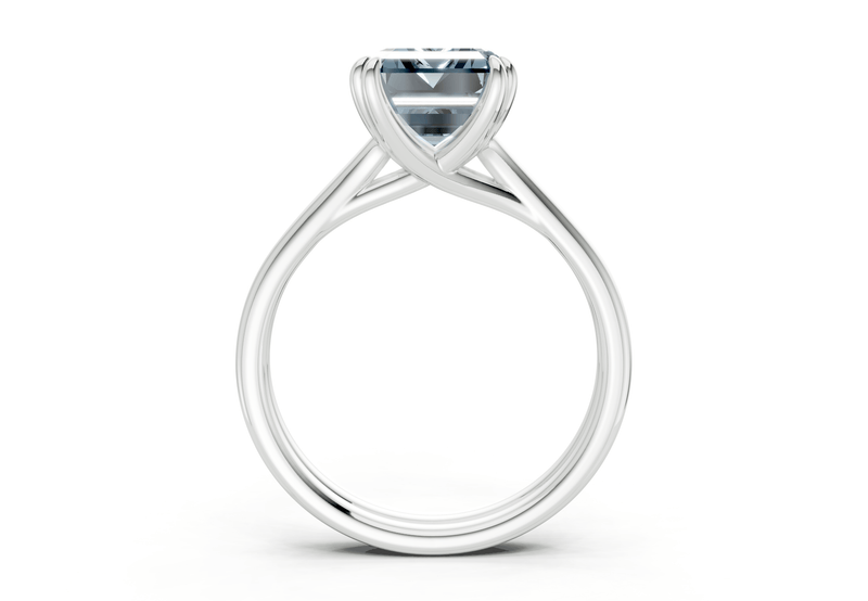 Audrey Blue Diamond Solitaire Emerald Cut 3.1mm Engagement Ring - Ring Premier