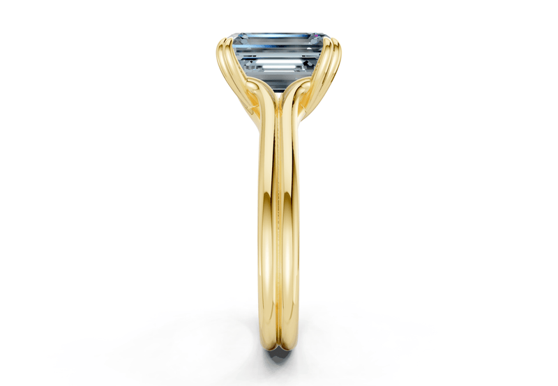 Audrey Blue Diamond Solitaire Emerald Cut 3.1mm Engagement Ring - Ring Premier