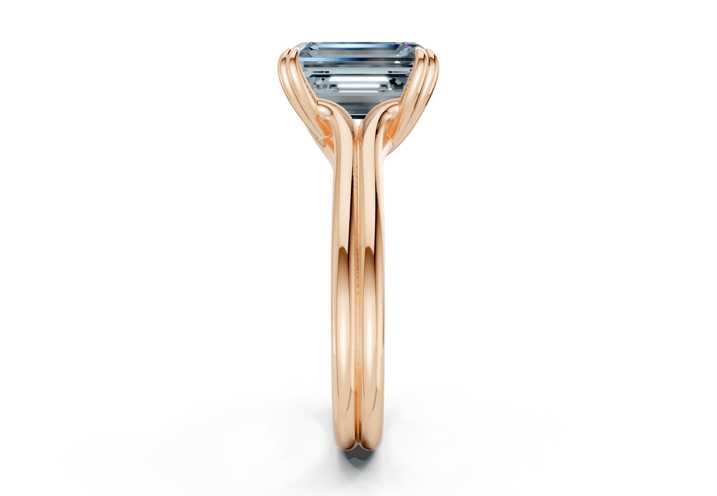 Audrey Blue Diamond Solitaire Emerald Cut 3.1mm Engagement Ring