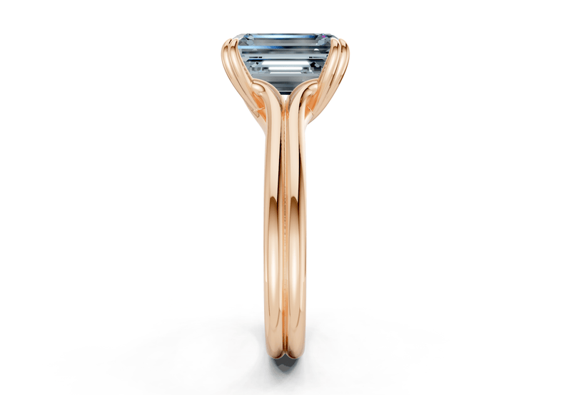 Audrey Blue Diamond Solitaire Emerald Cut 3.1mm Engagement Ring - Ring Premier