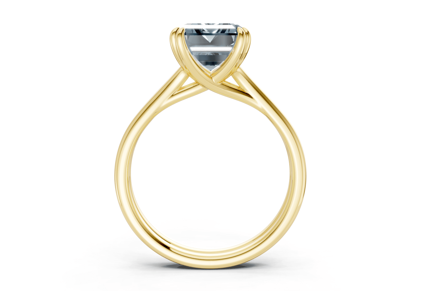 Audrey Blue Diamond Solitaire Emerald Cut 3.1mm Engagement Ring - Ring Premier
