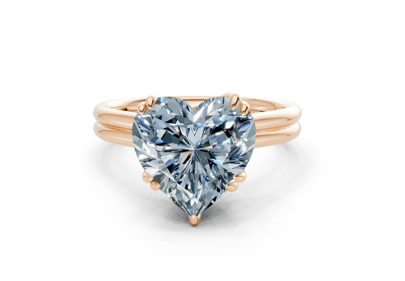Audrey Blue Diamond Solitaire Heart Cut 3.1mm Engagement Ring - Ring Premier