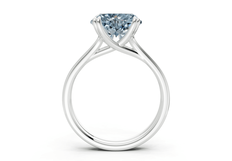 Audrey Blue Diamond Solitaire Heart Cut 3.1mm Engagement Ring - Ring Premier