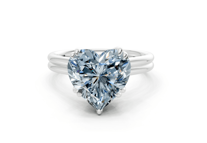 Audrey Blue Diamond Solitaire Heart Cut 3.1mm Engagement Ring - Ring Premier