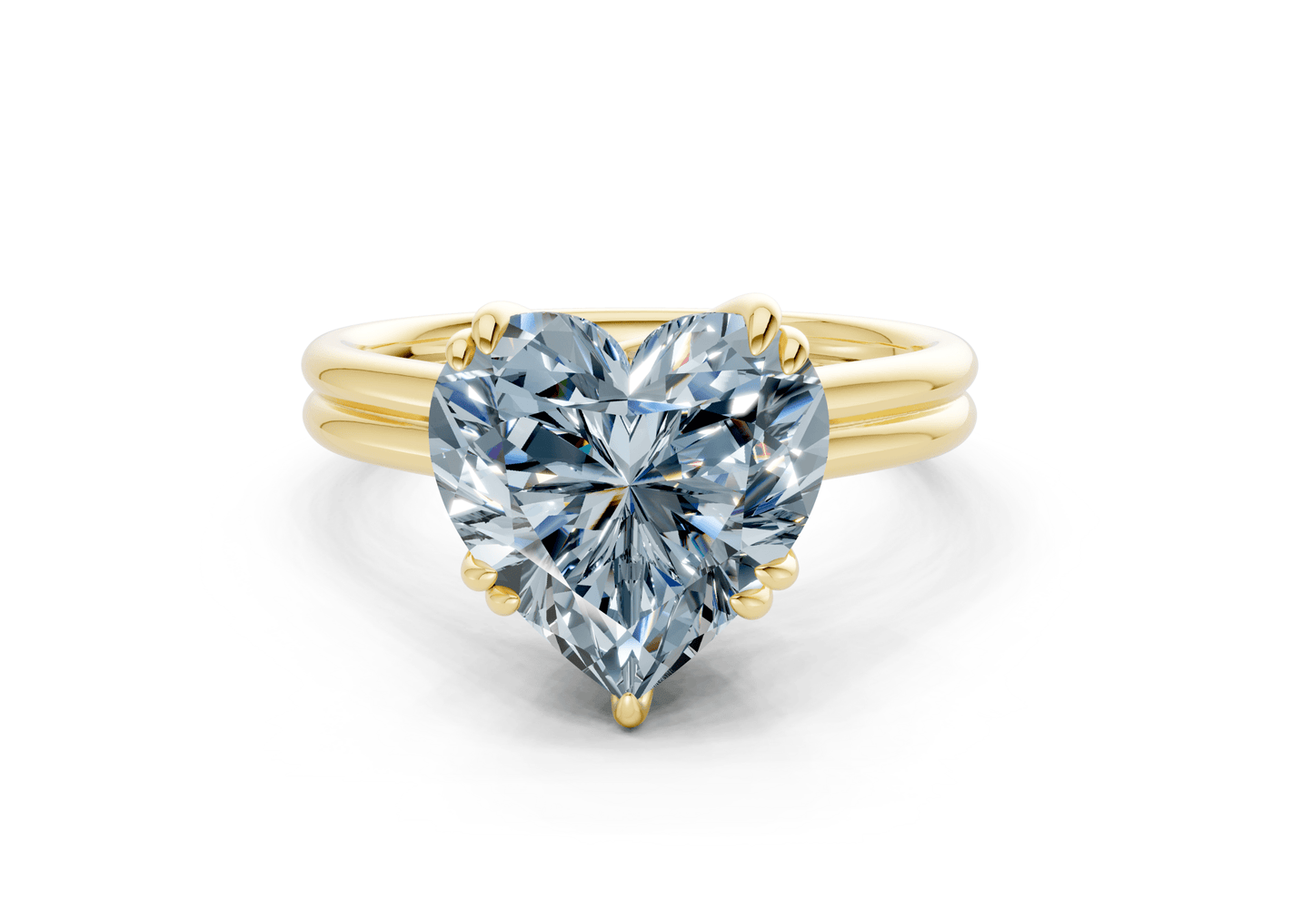 Audrey Blue Diamond Solitaire Heart Cut 3.1mm Engagement Ring - Ring Premier