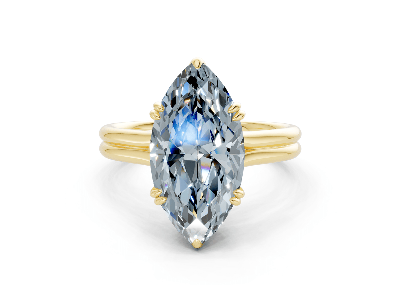 Audrey Blue Diamond Solitaire Marquise Cut 3.1mm Engagement Ring - Ring Premier
