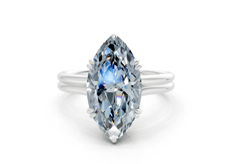 Audrey Blue Diamond Solitaire Marquise Cut 3.1mm Engagement Ring - Ring Premier
