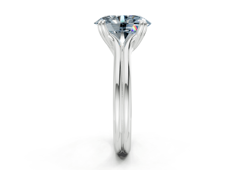 Audrey Blue Diamond Solitaire Oval Cut 3.1mm Engagement Ring - Ring Premier