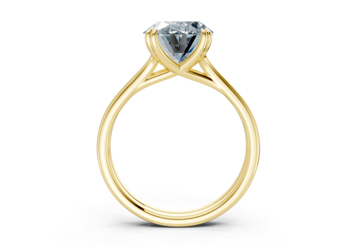 Audrey Blue Diamond Solitaire Oval Cut 3.1mm Engagement Ring - Ring Premier