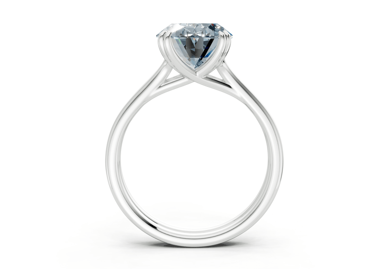 Audrey Blue Diamond Solitaire Oval Cut 3.1mm Engagement Ring - Ring Premier