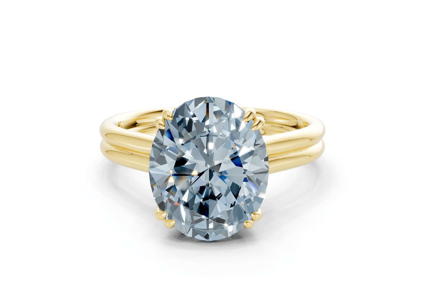 Audrey Blue Diamond Solitaire Oval Cut 3.1mm Engagement Ring - Ring Premier