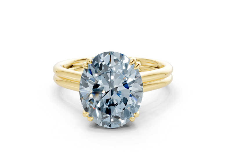 Audrey Blue Diamond Solitaire Oval Cut 3.1mm Engagement Ring