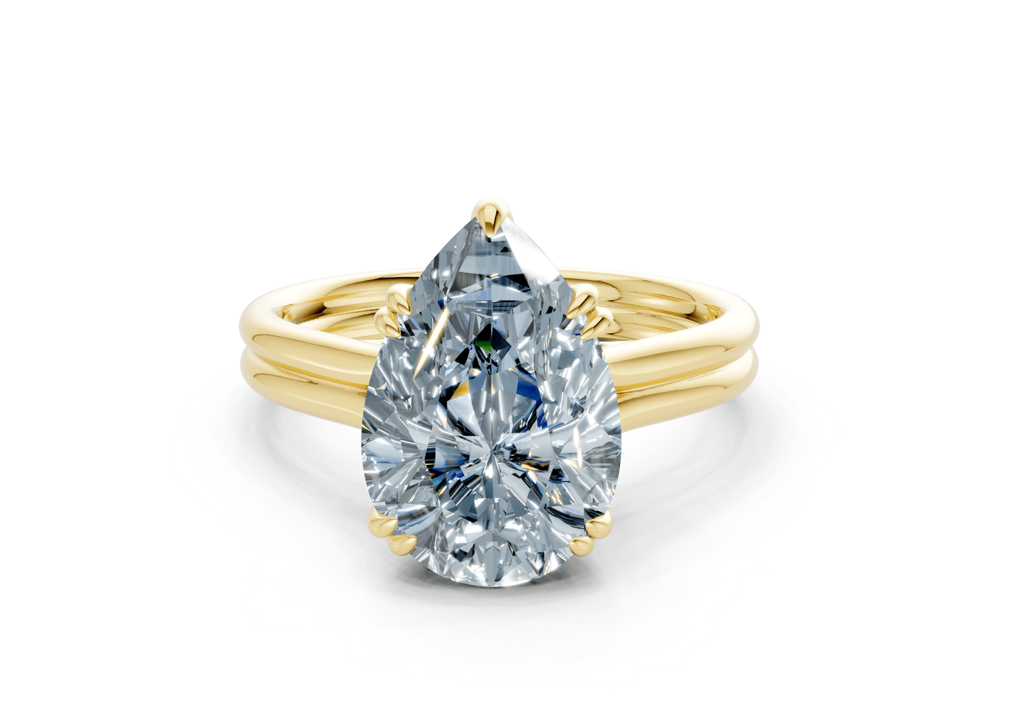 Audrey Blue Diamond Solitaire Pear Cut 3.1mm Engagement Ring - Ring Premier
