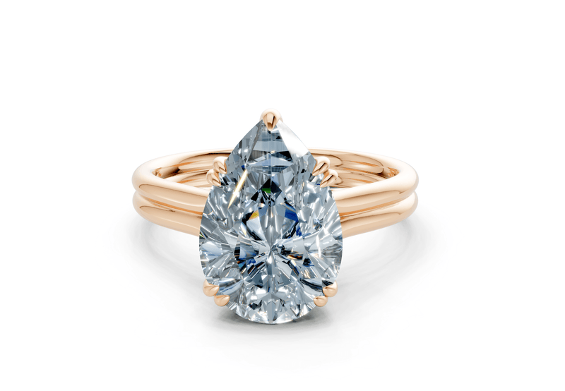 Audrey Blue Diamond Solitaire Pear Cut 3.1mm Engagement Ring - Ring Premier