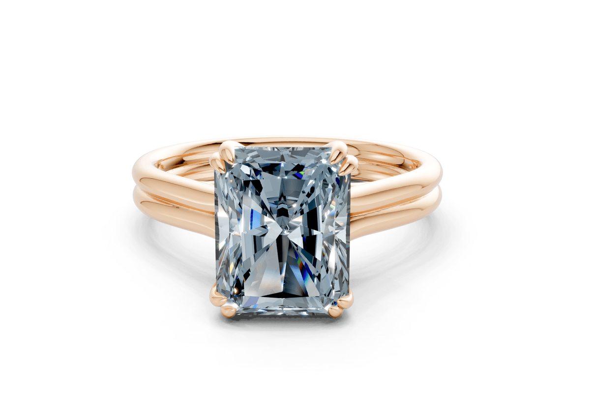 Audrey Blue Diamond Solitaire Radiant Cut 3.1mm Engagement Ring