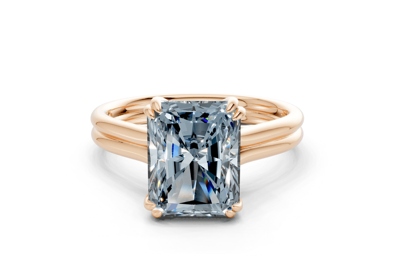 Audrey Blue Diamond Solitaire Radiant Cut 3.1mm Engagement Ring - Ring Premier