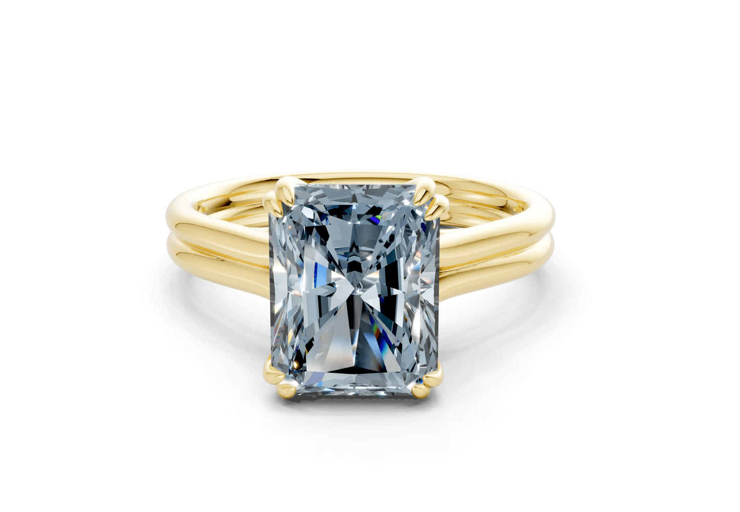 Audrey Blue Diamond Solitaire Radiant Cut 3.1mm Engagement Ring - Ring Premier