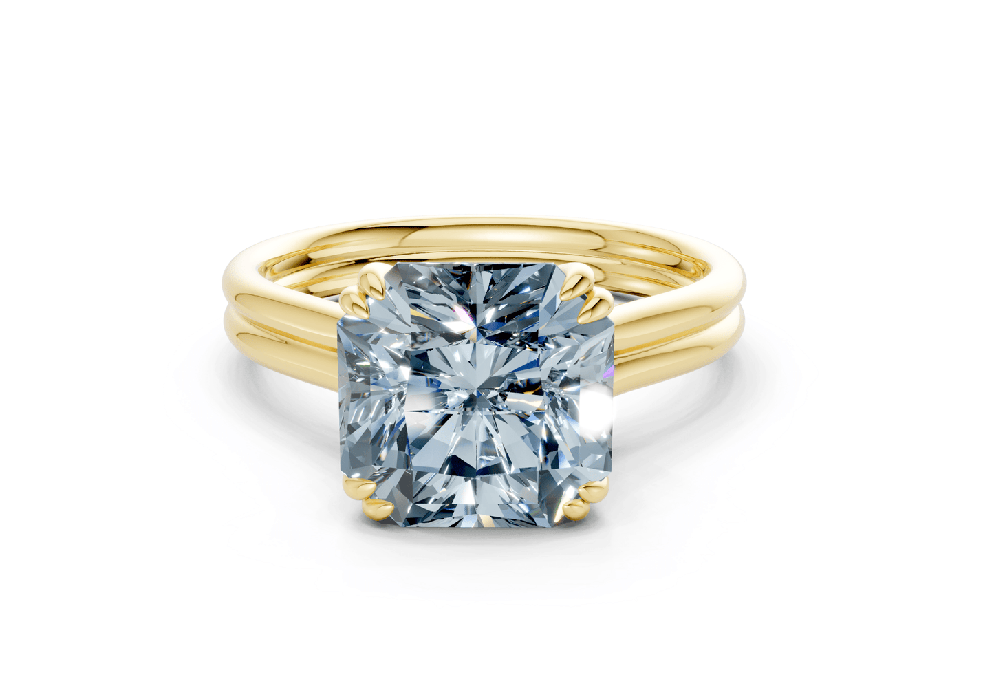 Audrey Blue Diamond Solitaire Radiant Squareuare Cut 3.1mm Engagement Ring - Ring Premier