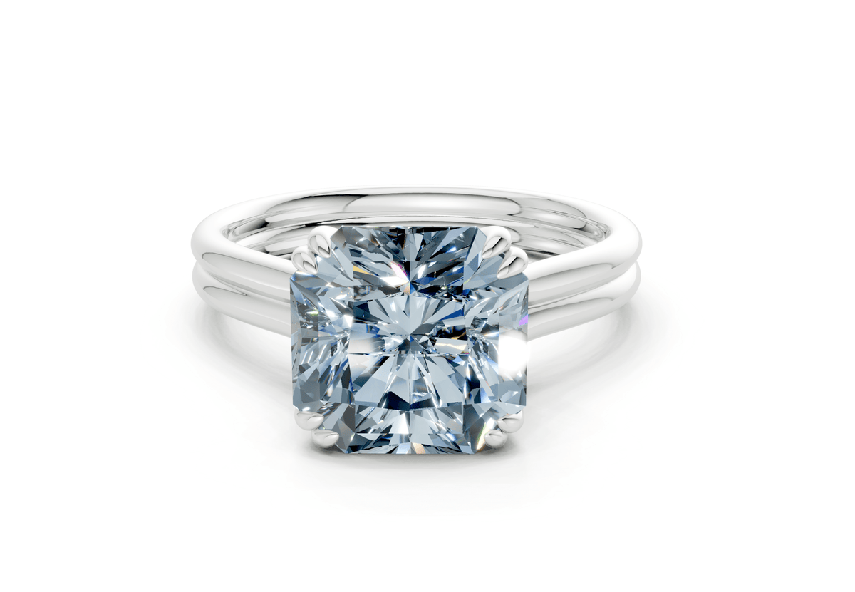 Audrey Blue Diamond Solitaire Radiant Squareuare Cut 3.1mm Engagement Ring