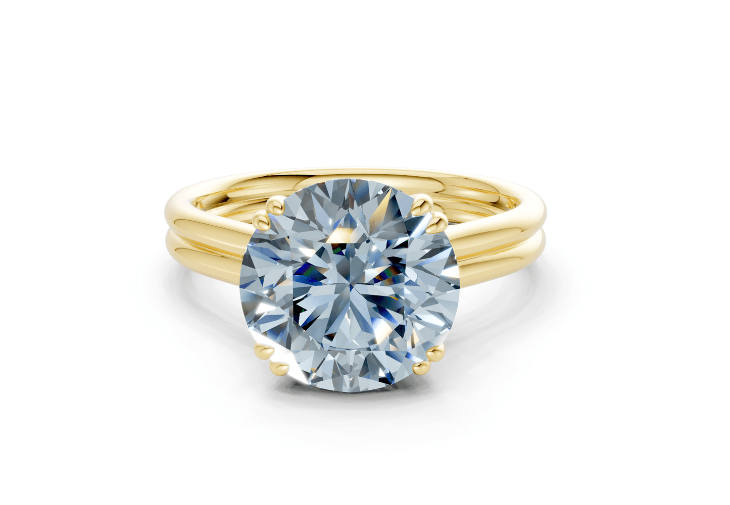 Audrey Blue Diamond Solitaire Round Cut 3.1mm Engagement Ring - Ring Premier