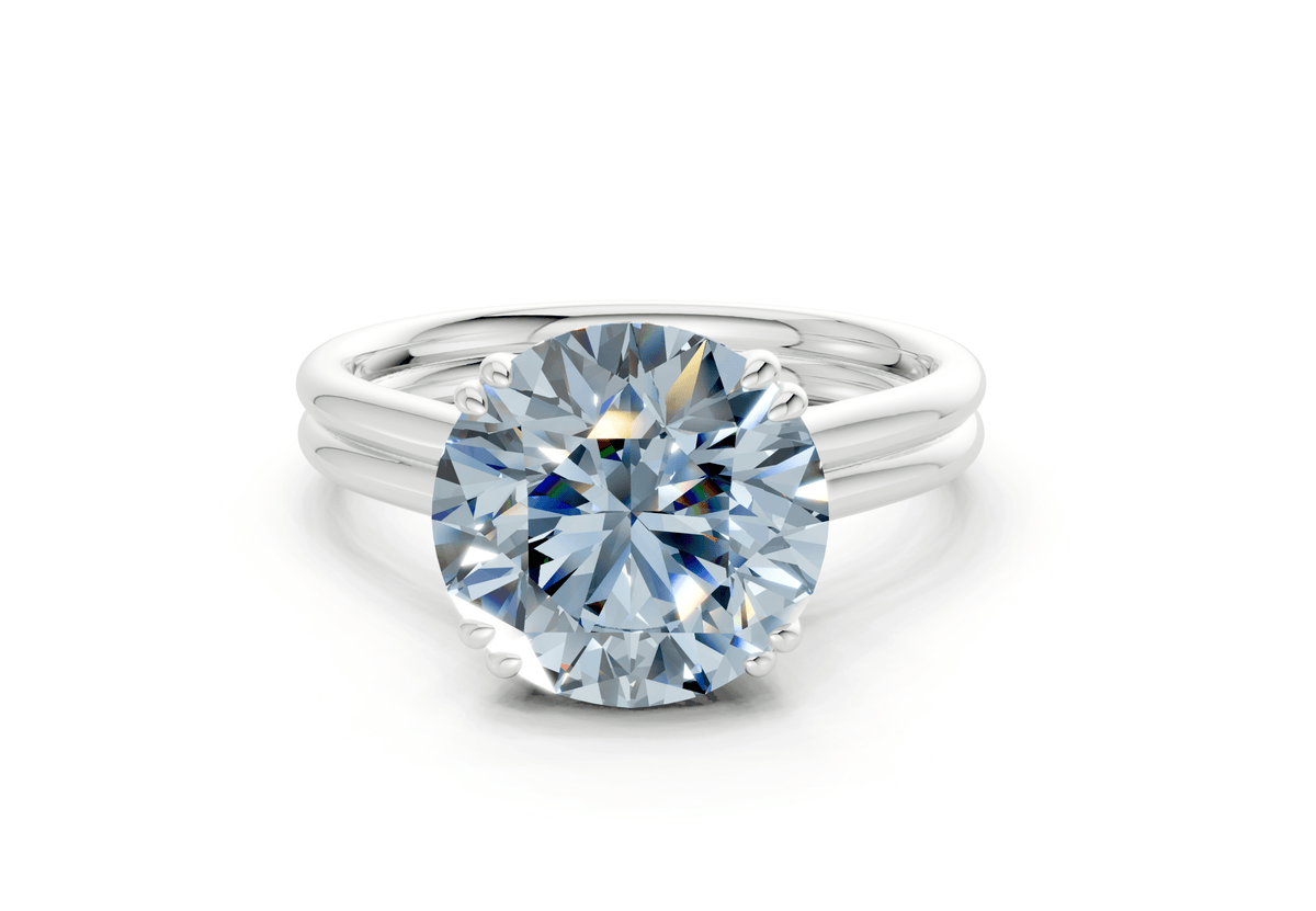 Audrey Blue Diamond Solitaire Round Cut 3.1mm Engagement Ring