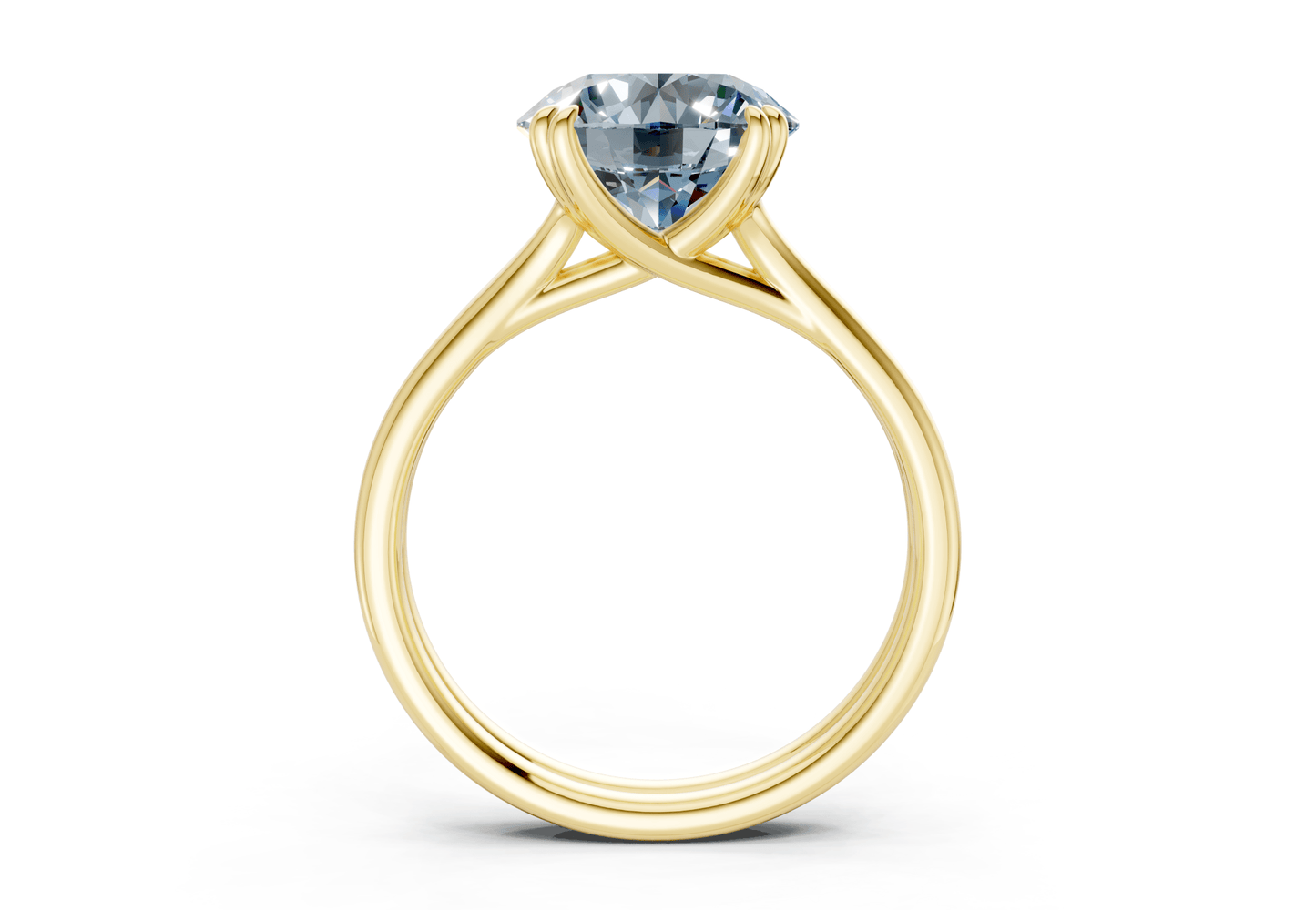 Audrey Blue Diamond Solitaire Round Cut 3.1mm Engagement Ring - Ring Premier