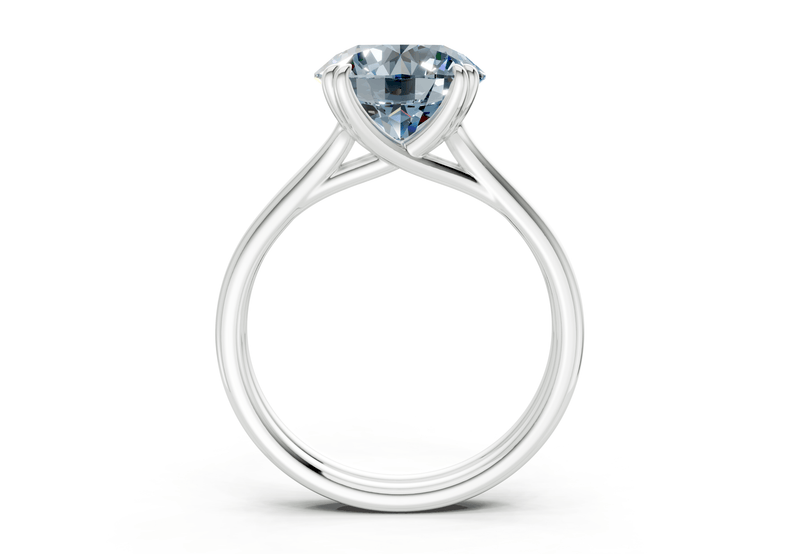 Audrey Blue Diamond Solitaire Round Cut 3.1mm Engagement Ring - Ring Premier