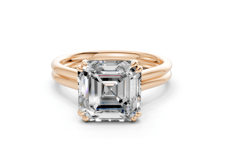 Audrey Diamond Solitaire Asscher Cut 3.1mm Engagement Ring - Ring Premier