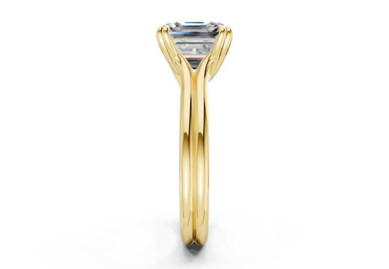 Audrey Diamond Solitaire Asscher Cut 3.1mm Engagement Ring - Ring Premier