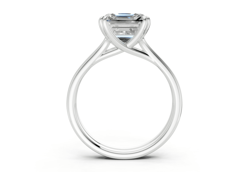 Audrey Diamond Solitaire Asscher Cut 3.1mm Engagement Ring - Ring Premier