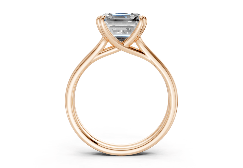 Audrey Diamond Solitaire Asscher Cut 3.1mm Engagement Ring - Ring Premier