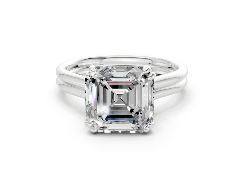 Audrey Diamond Solitaire Asscher Cut 3.1mm Engagement Ring - Ring Premier