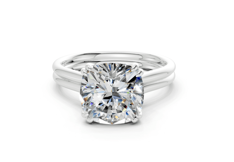 Audrey Diamond Solitaire Cushion Squareuare Cut 3.1mm Engagement Ring - Ring Premier
