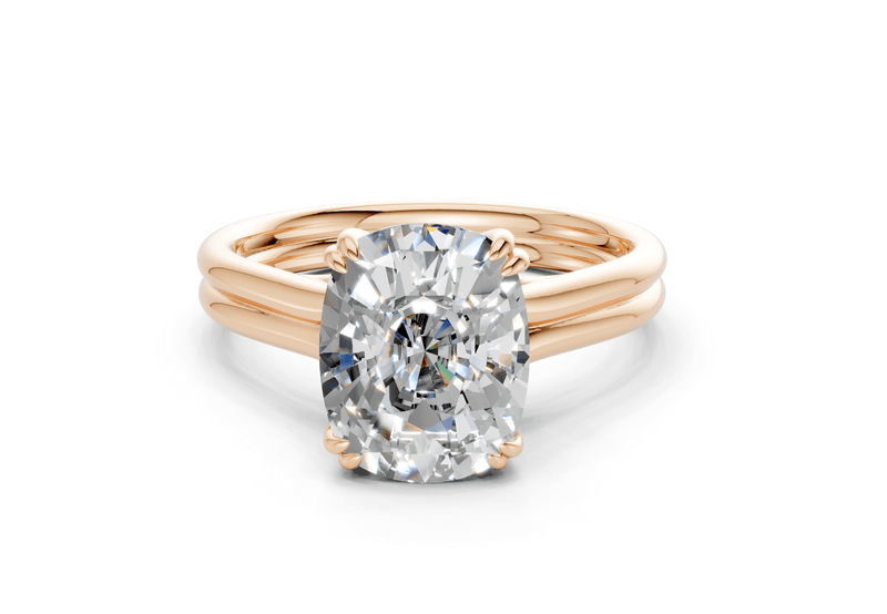Audrey Diamond Solitaire Elongated Cushion Cut 3.1mm Engagement Ring - Ring Premier